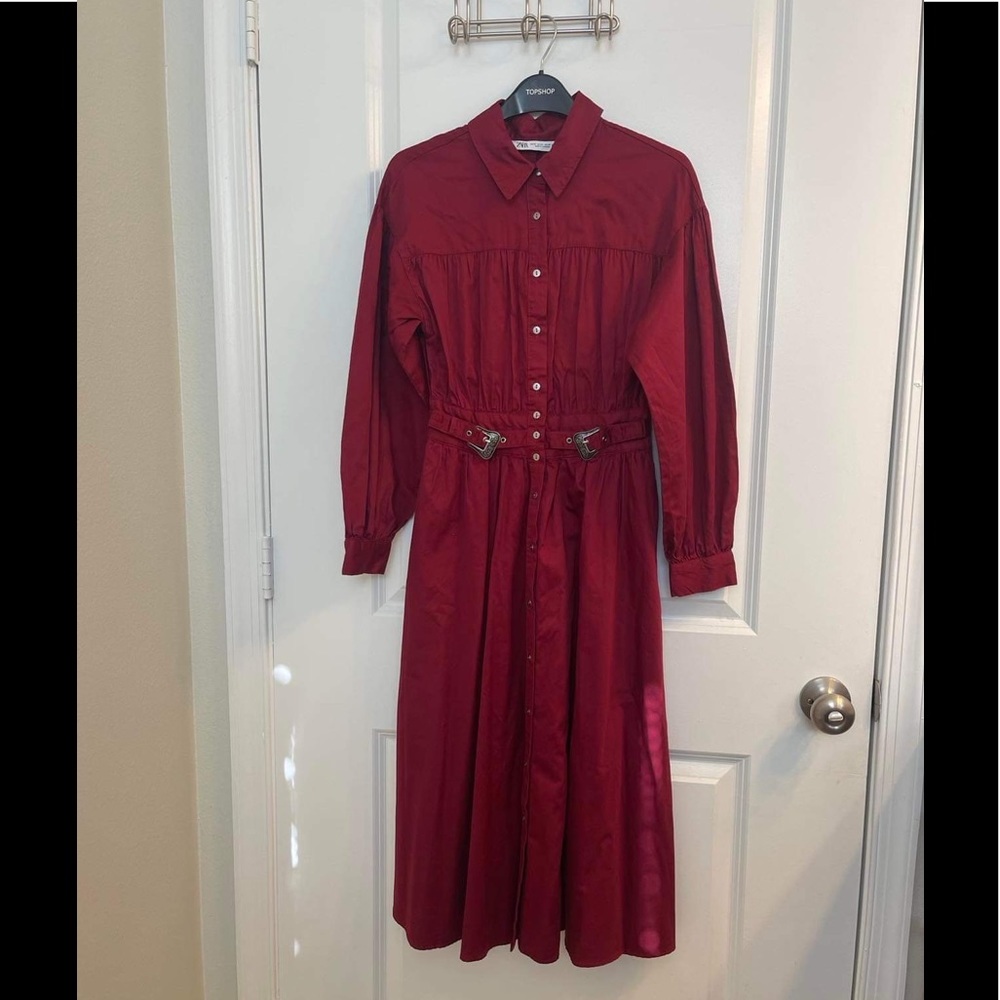 Zara Shirt dress in Red